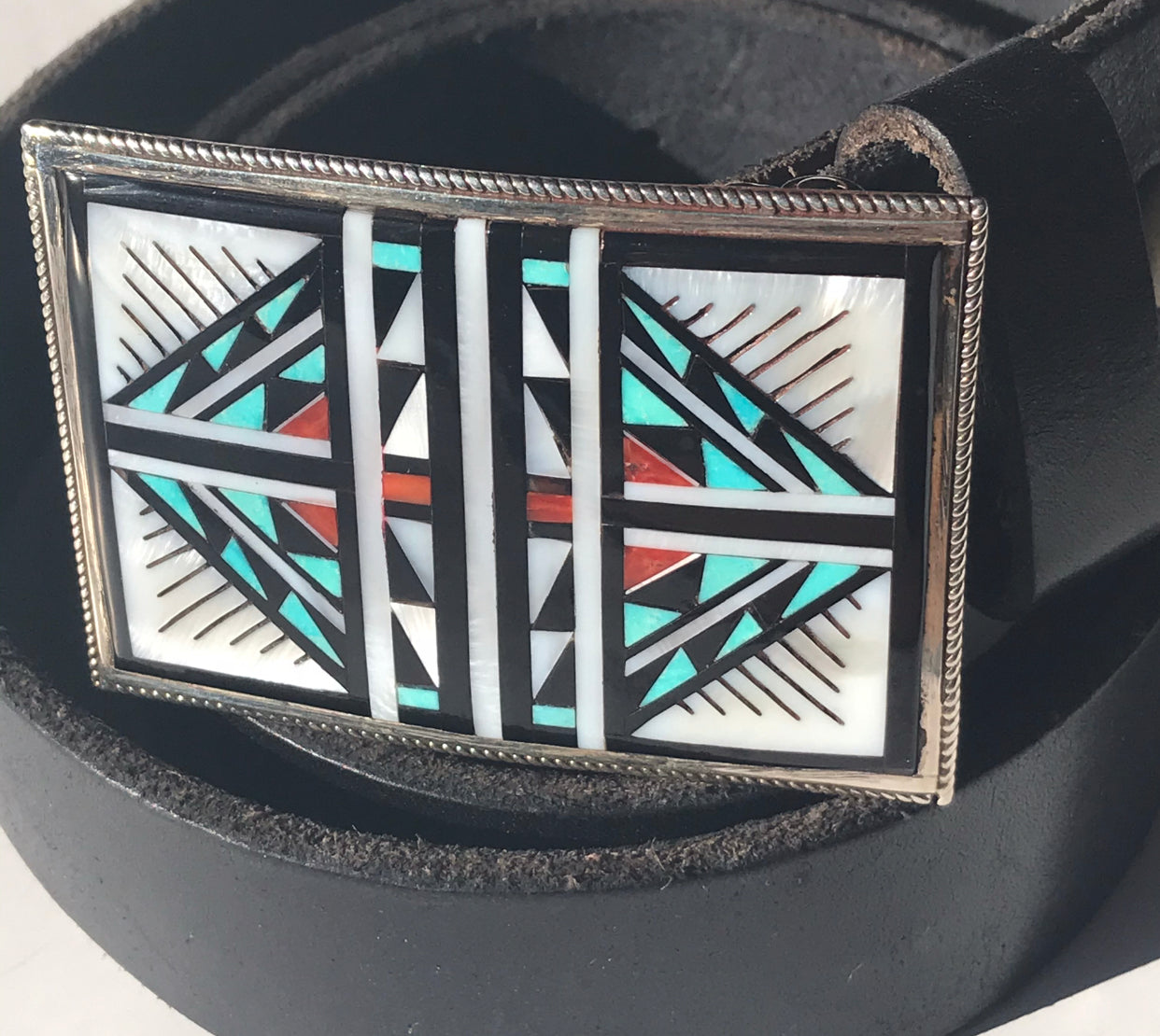 Zuni inlaid belt buckle