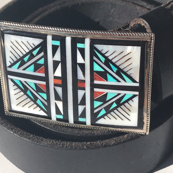Zuni inlaid belt buckle