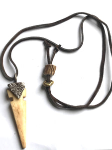 Buffolo arrow head with sterling silver heart necklace