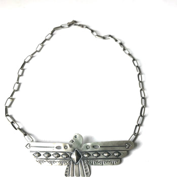 Large sterling silver eagle  thunderbird necklace