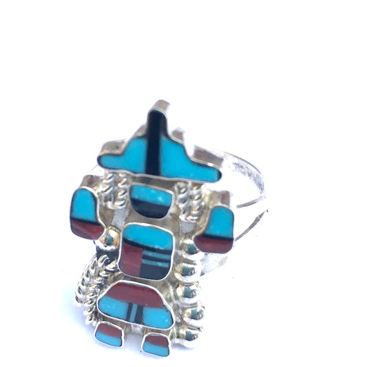Sterling silver ring Zuni katchina dancing ring