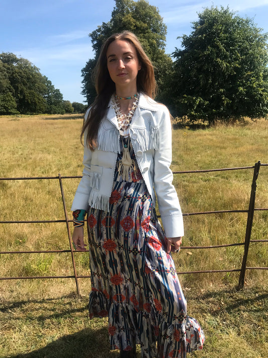 New white leather crop jacket Jessie Western