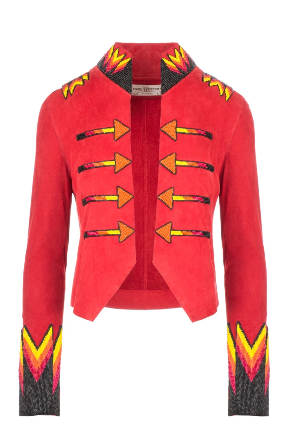 Suede jacket arrow beaded jacket hand beaded