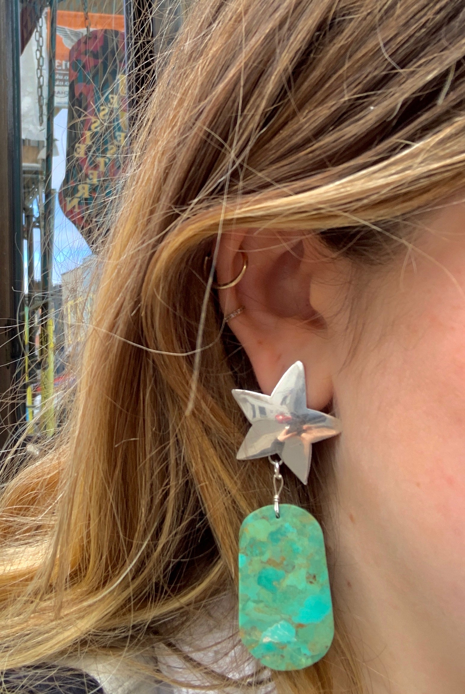 Shooting Star Turquoise and Silver Earrings
