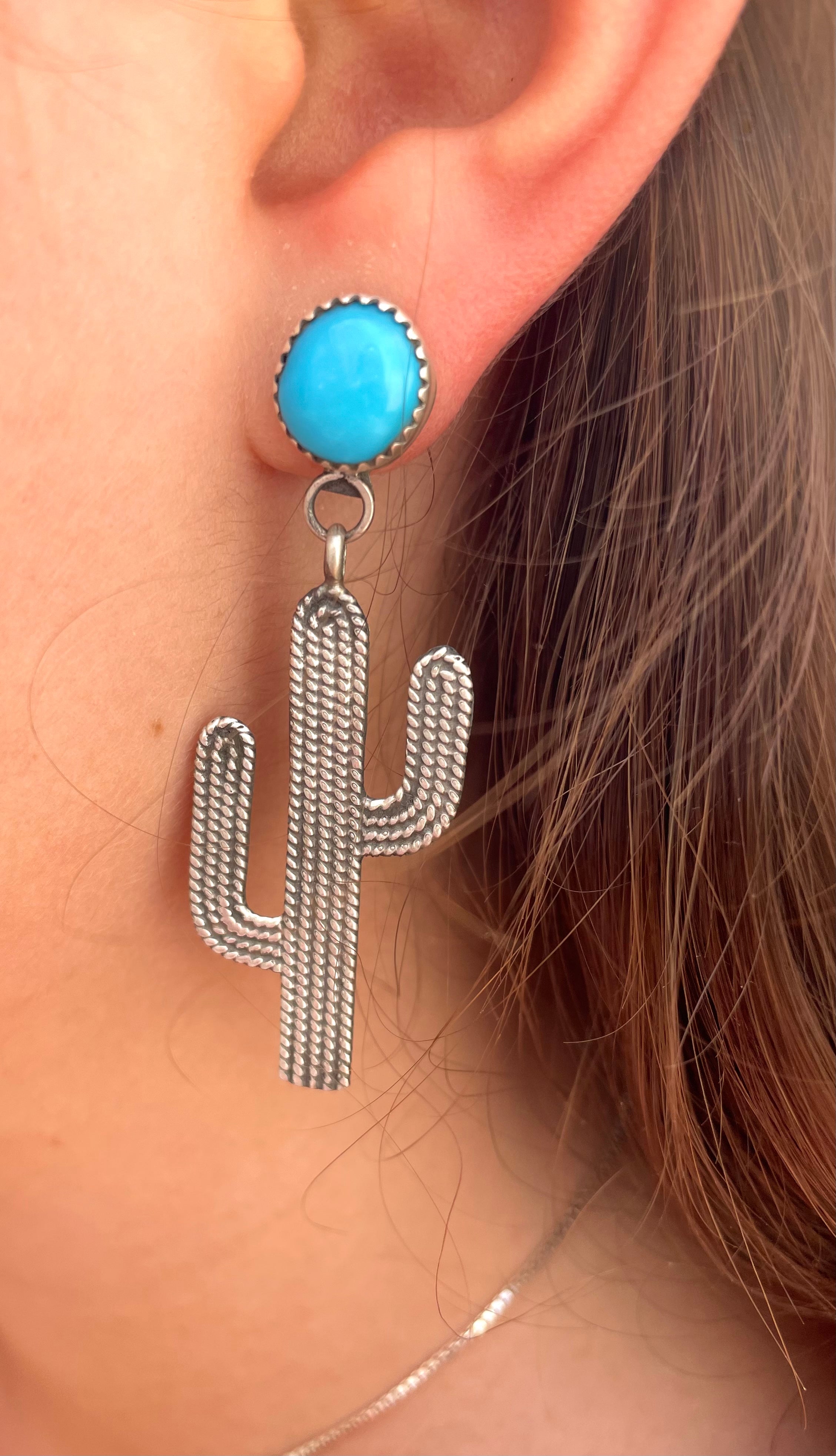 Cactus Navajo sterling silver earrings