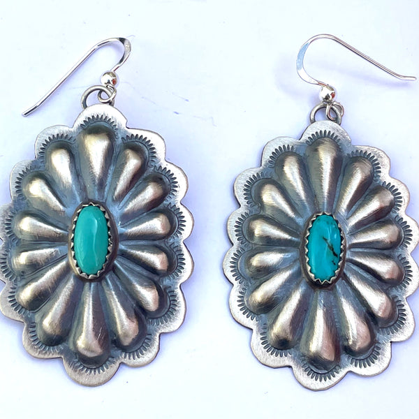 Sterling silver concho earrings