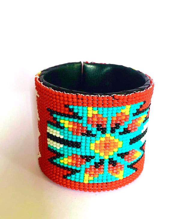 Beaded cuff wide red