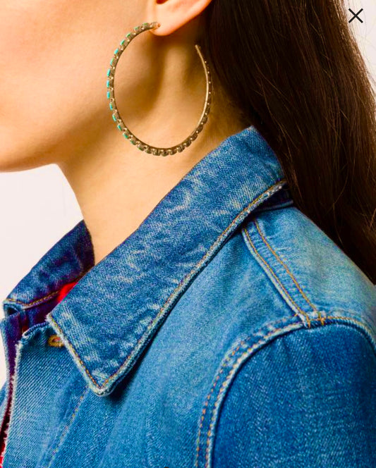 Amazing Zuni Needlepoint Large Hoop Earrings