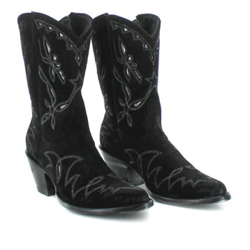 New black suede cowboy boots