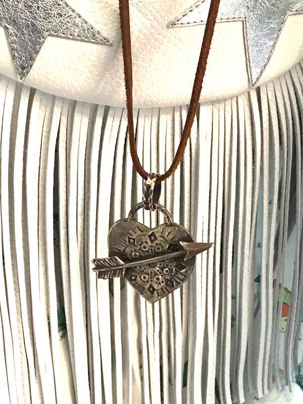 Sterling silver crow medicine heart pendent / necklace