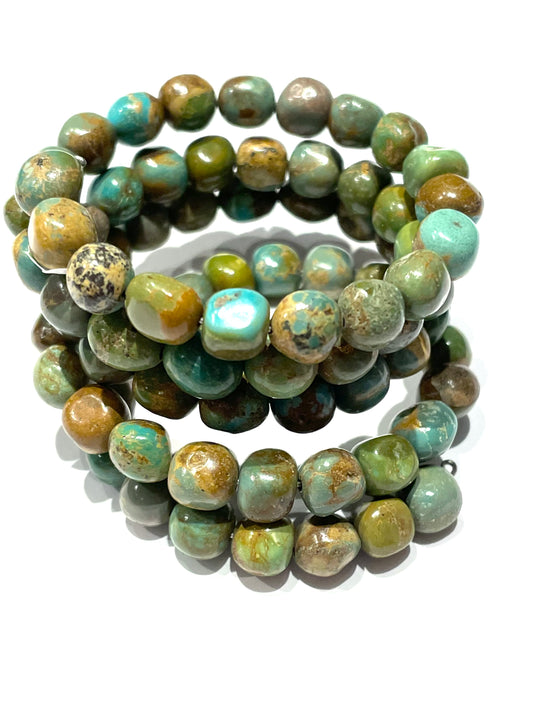 Wrap bracelet Unusual matrix boulder turquoise