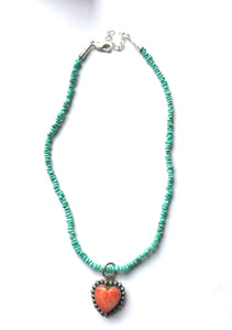 Turquoise & spiny heart necklace