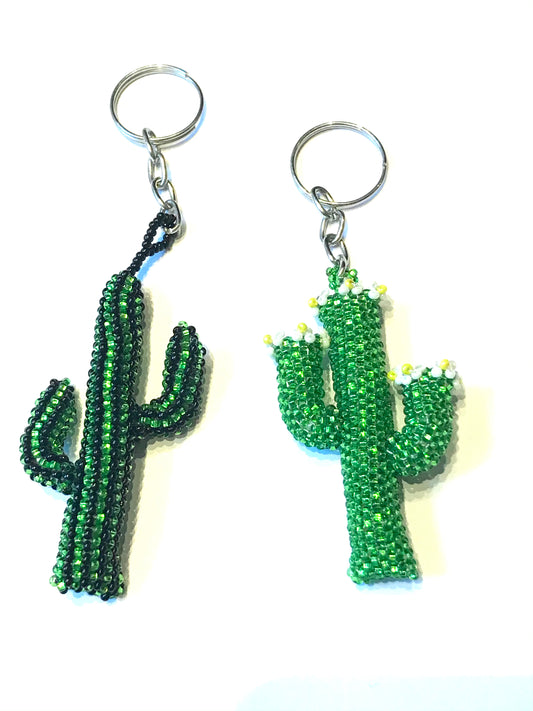 Hand beaded key ring cactus