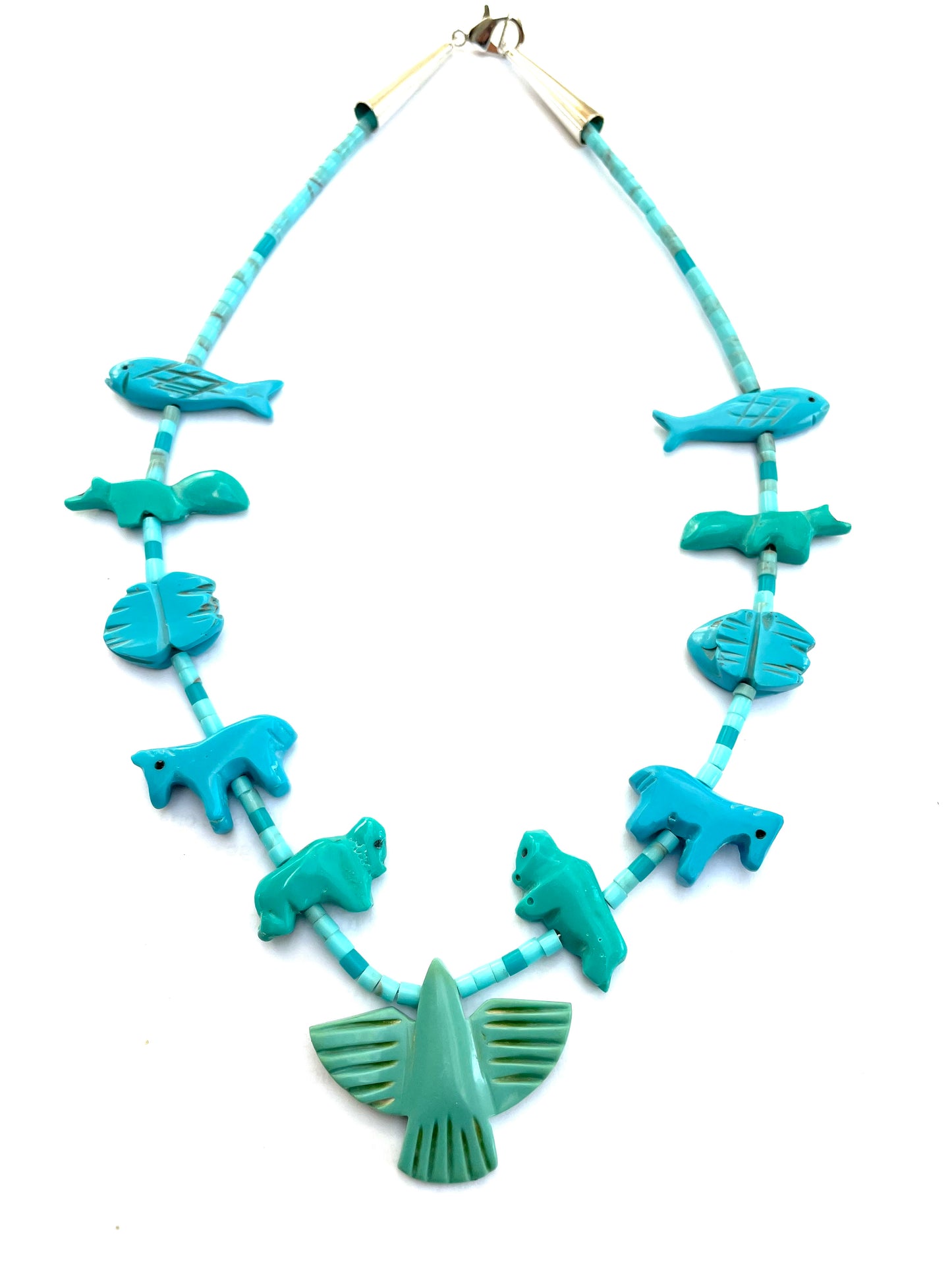 New short power turquoise animal necklace