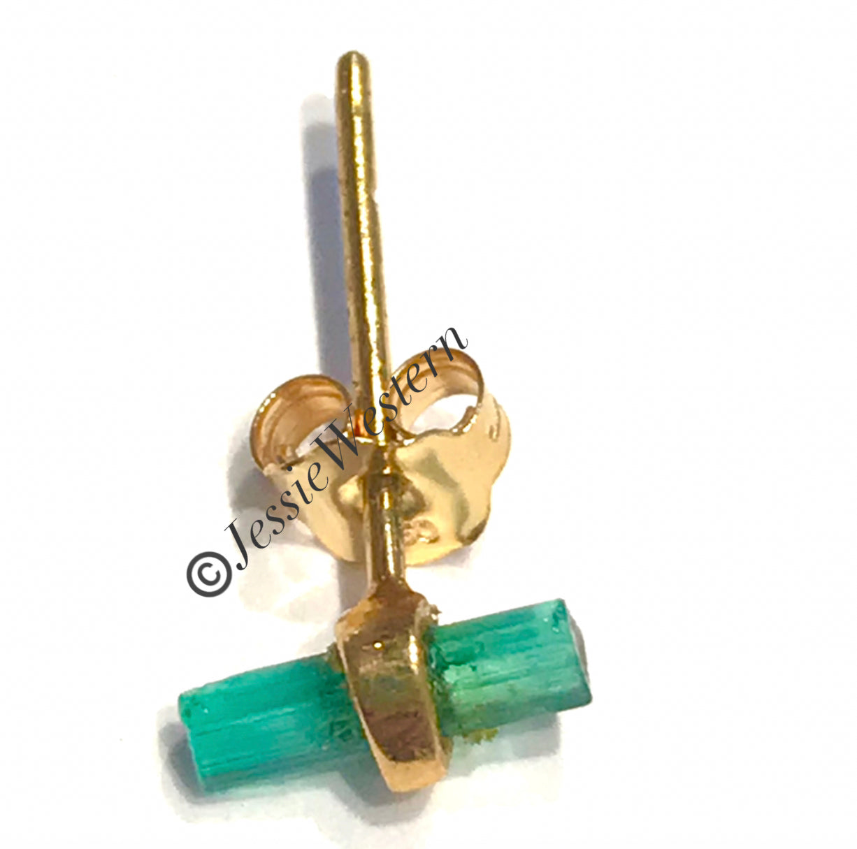 Jessie Western 18 k gold tourmaline stud earring