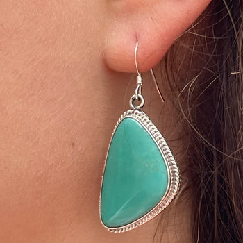 Turquoise natural sterling silver earrings