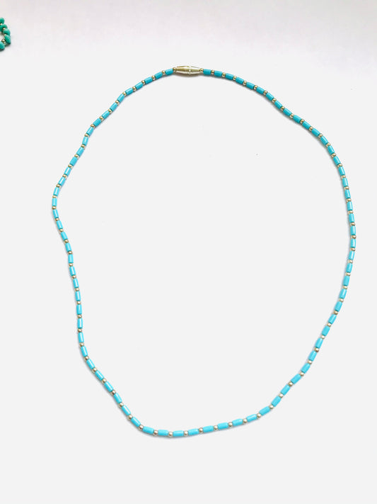 Micro turquoise & silver necklace