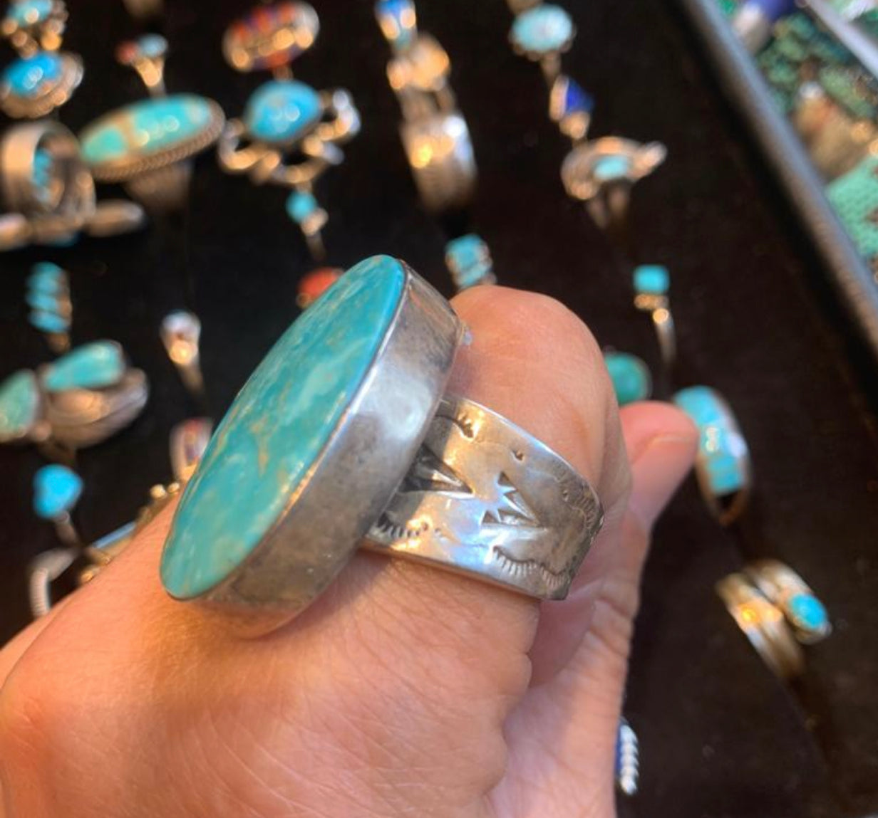 Oval adjustable large stone ring