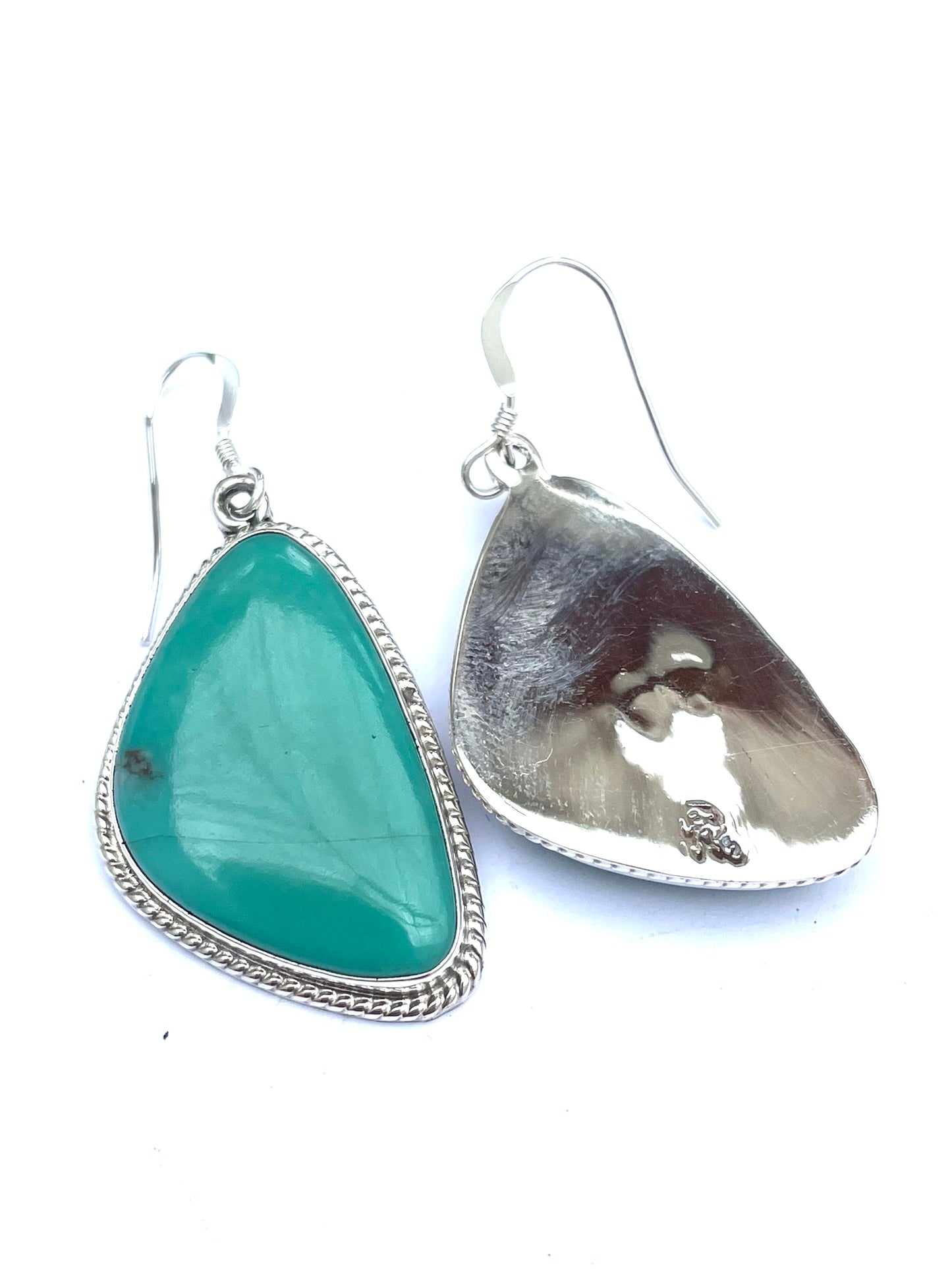 Turquoise natural sterling silver earrings