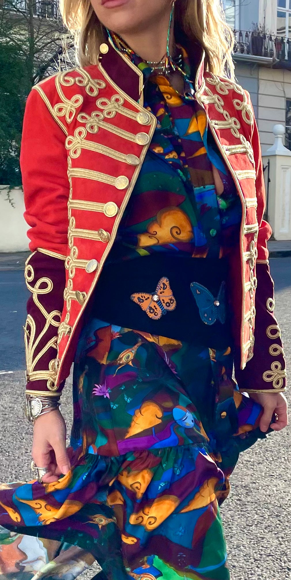 Jessie Western Red / burgundy military jacket .