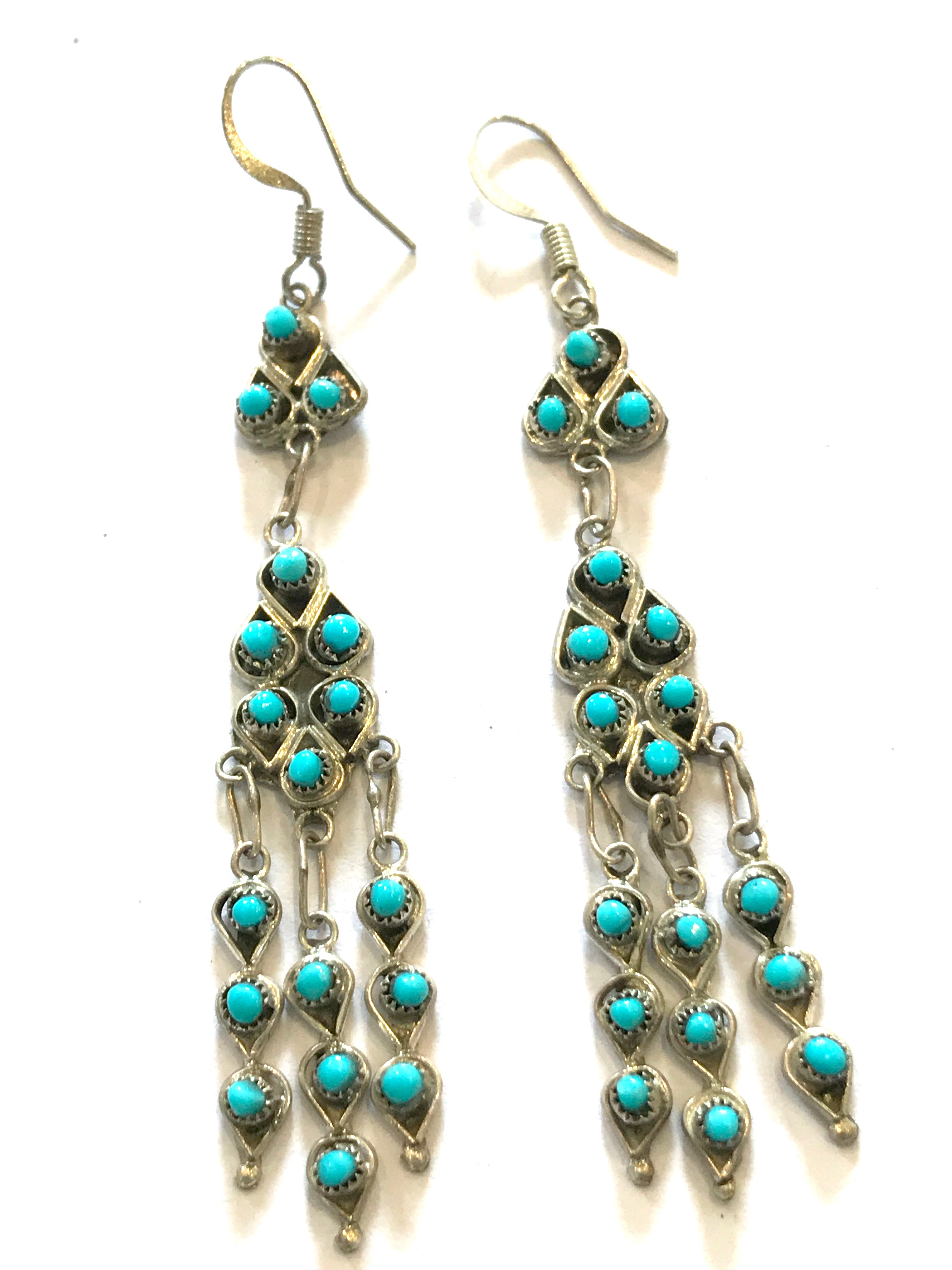 Turquoise needlepoint Zuni earring