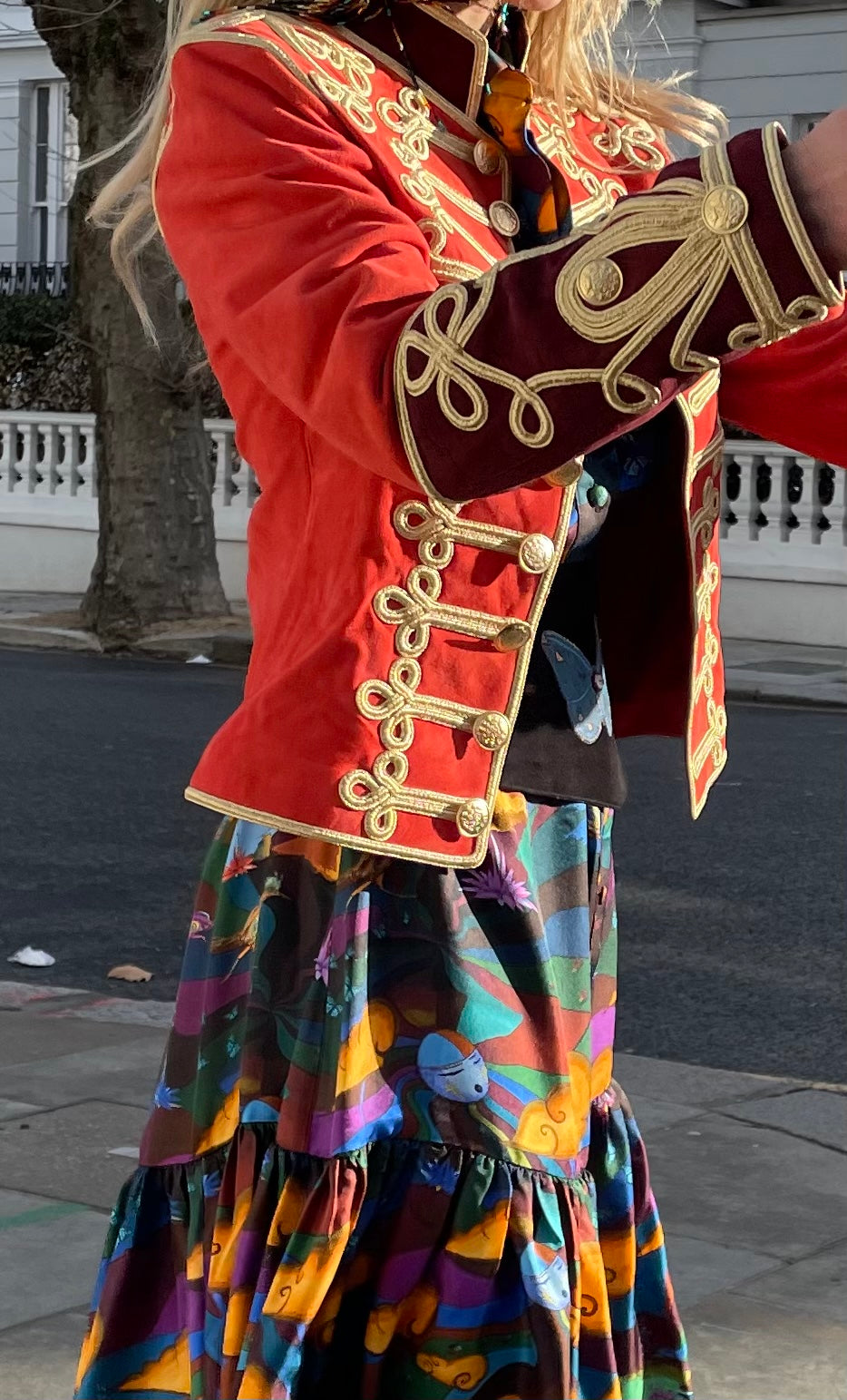 Jessie Western Red / burgundy military jacket .