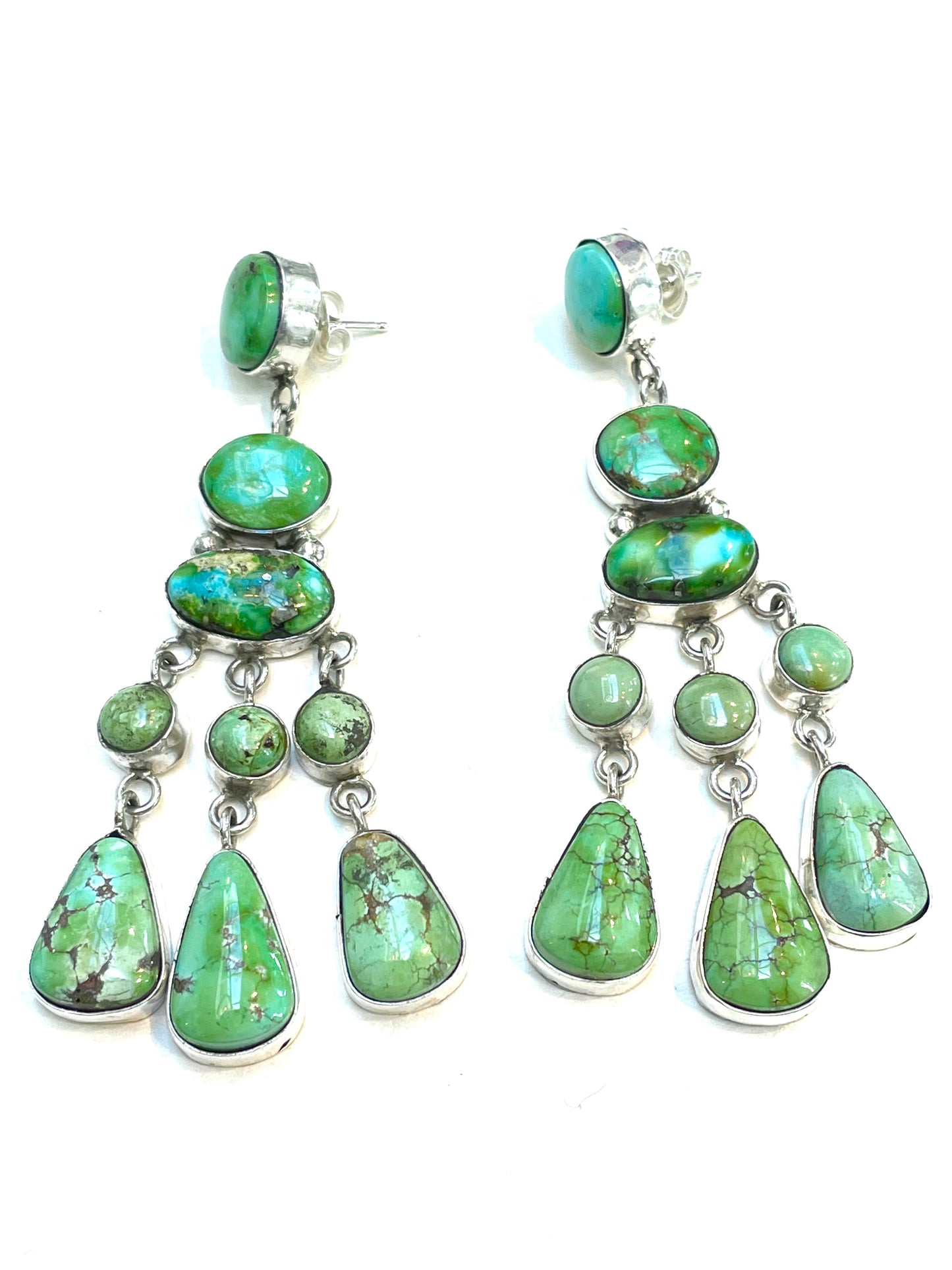 Rare emerald green turquoise earrings