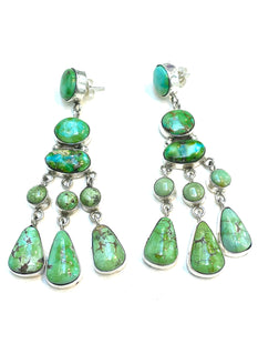 Rare emerald green turquoise earrings