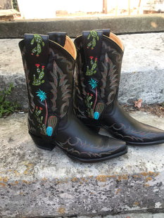 Jessie western brand Black cactus cowboy boots