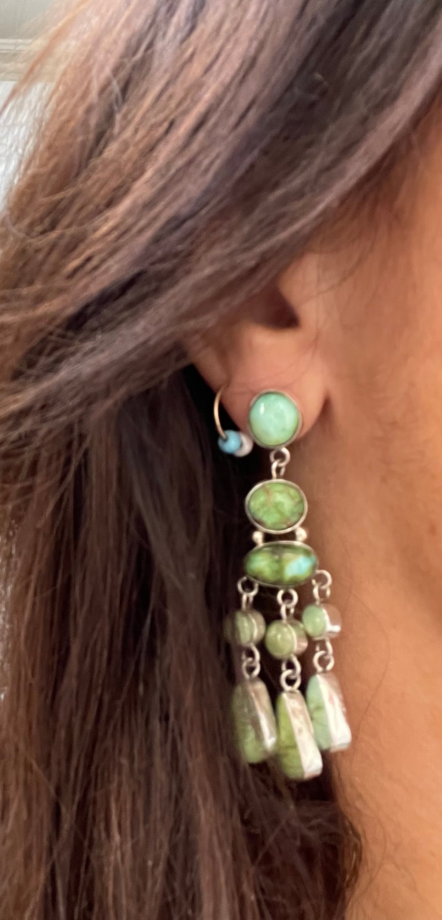 Rare emerald green turquoise earrings