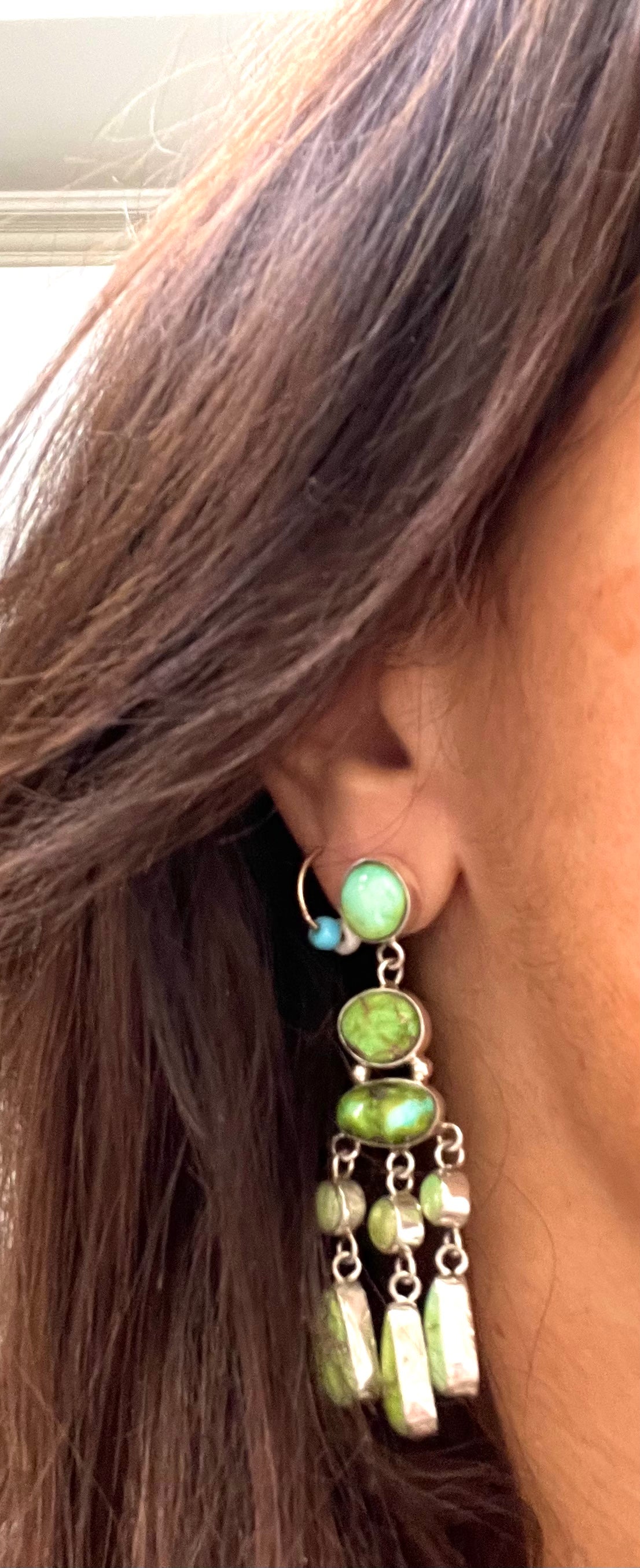Rare emerald green turquoise earrings