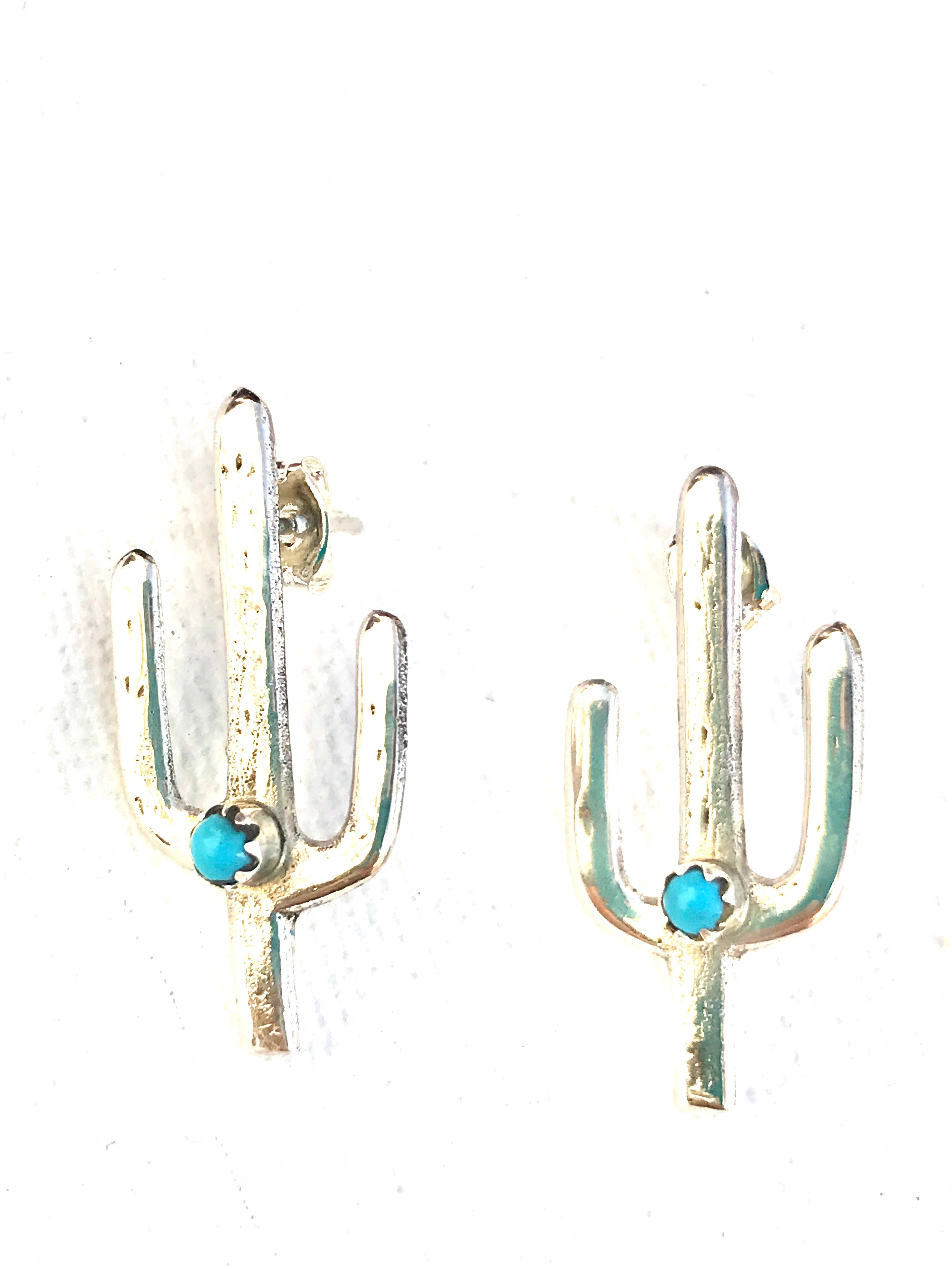 Sterling Silver Cactus Earrings