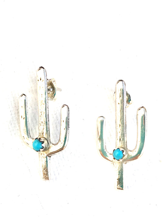 Sterling Silver Cactus Earrings