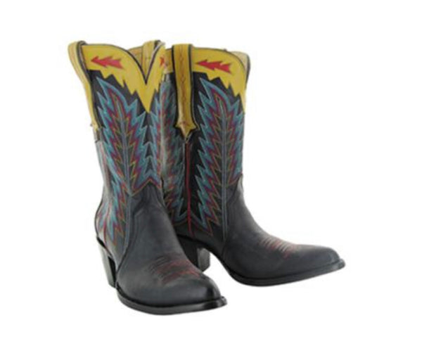 Black and yellow cowboy boots