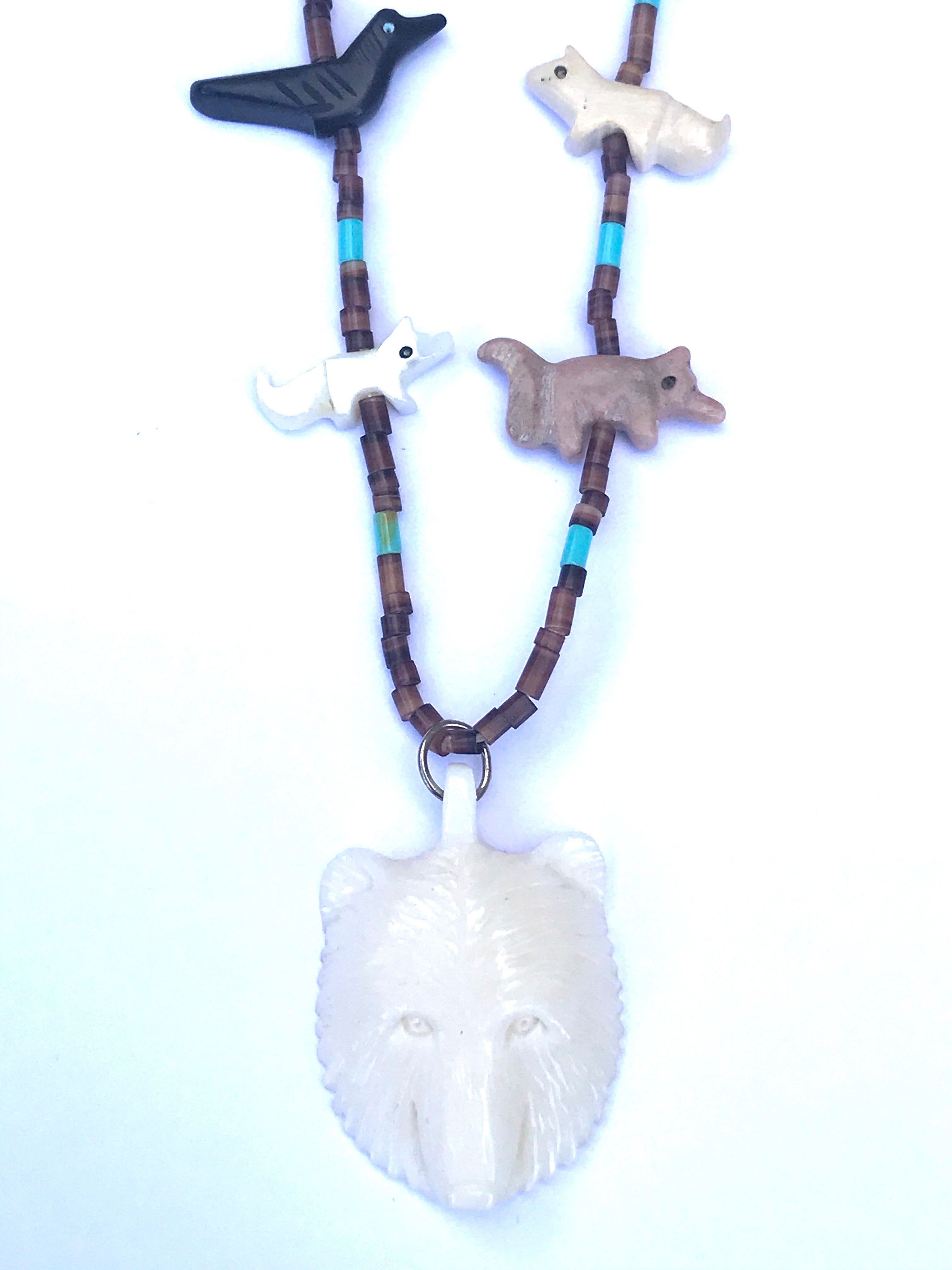 white Bear  power animal necklace
