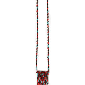 Jessie Western Red Hand Beaded Medicine Pouch Necklace
