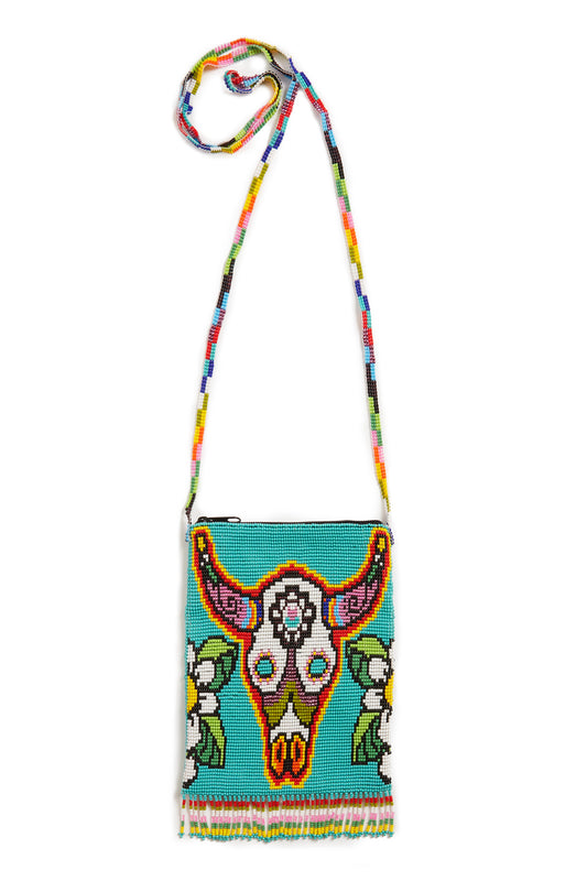 Jessie Western Turquoise Rainbow Bull Beaded Crossbody Bag
