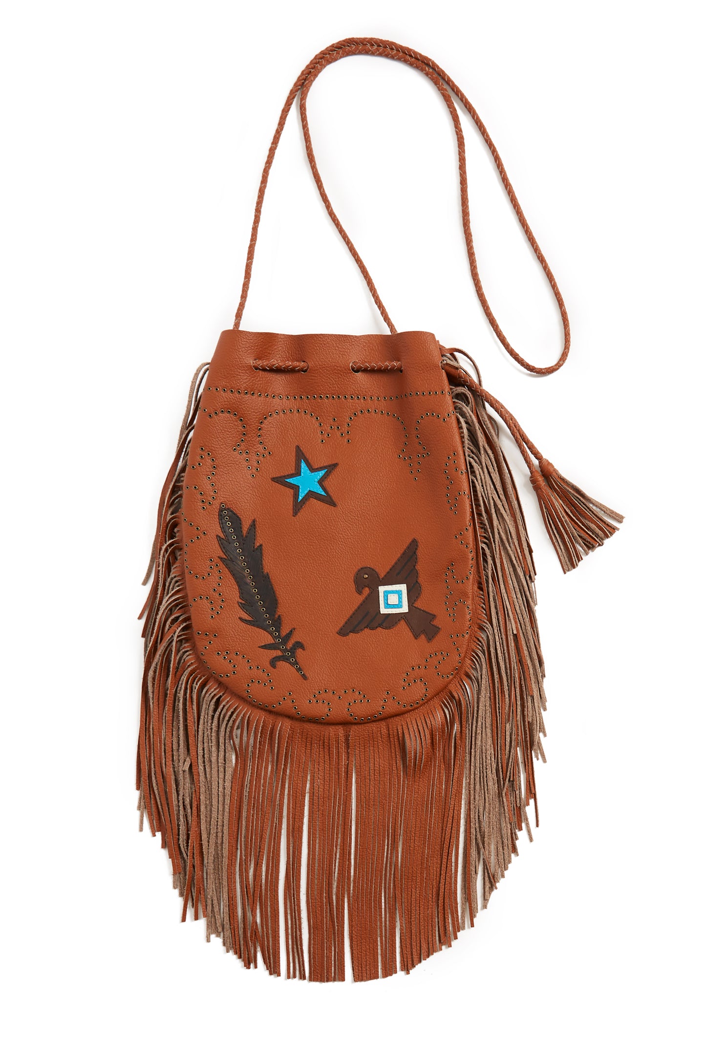 Jessie Western Tan Mini Buffalo Leather Fringed Bag
