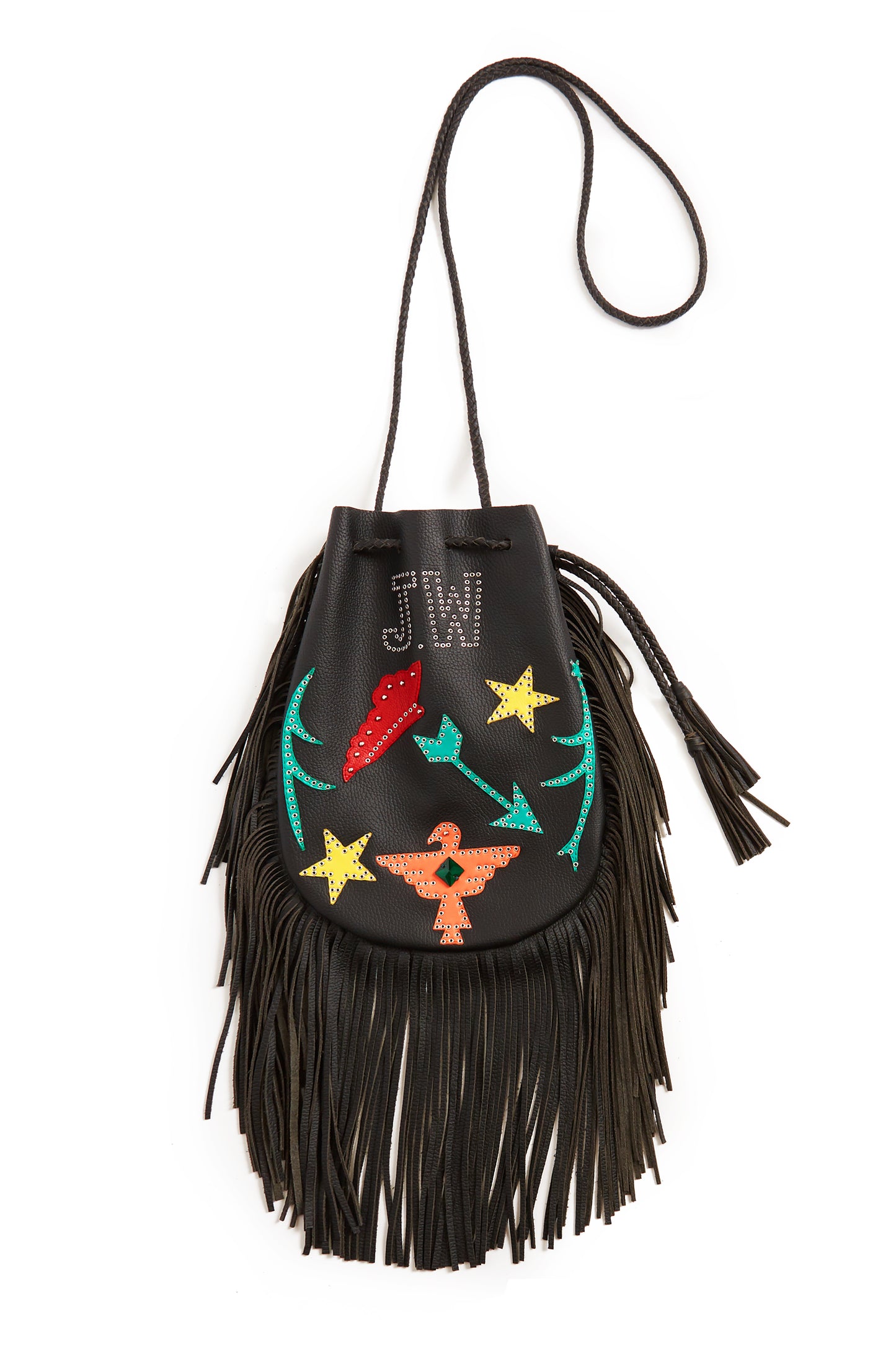 Jessie Western Patchwork Buffalo Leather Fringed Bag