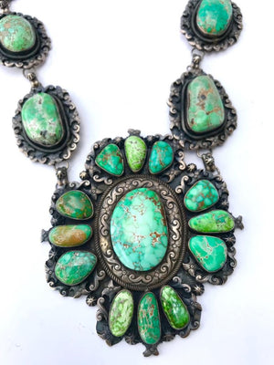Emerald Green Turquoise Collectors Cluster Necklace/Belt