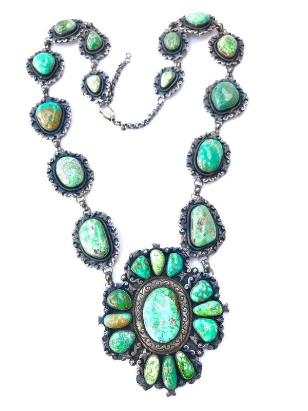Emerald Green Turquoise Collectors Cluster Necklace/Belt