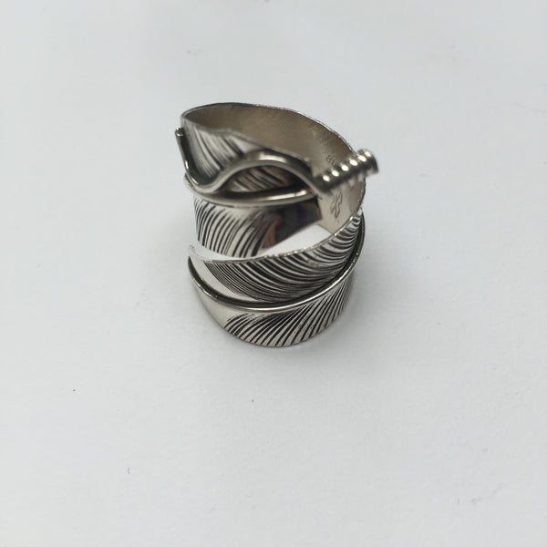 Feather sterling silver ring