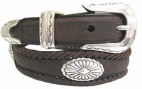 Real leather Black concho belt